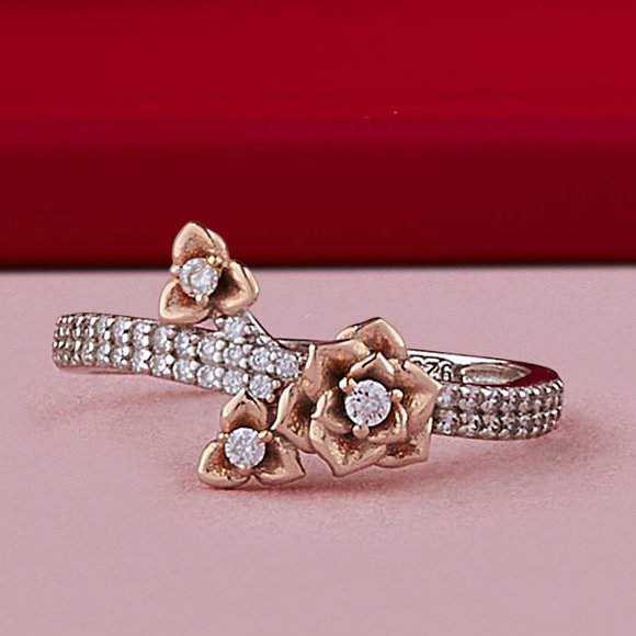 Floral Ring, 925 Sterling Silver Charmed Aroma BP Beauty and the Beast - Picture 5 of 7